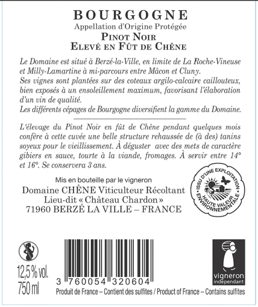 AOP Bourgogne Pinot Noir - Elevé en Fût de chêne - visuel 2