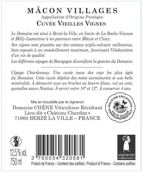 AOP Mâcon Villages - Cuvée Vieilles Vignes - visuel 2